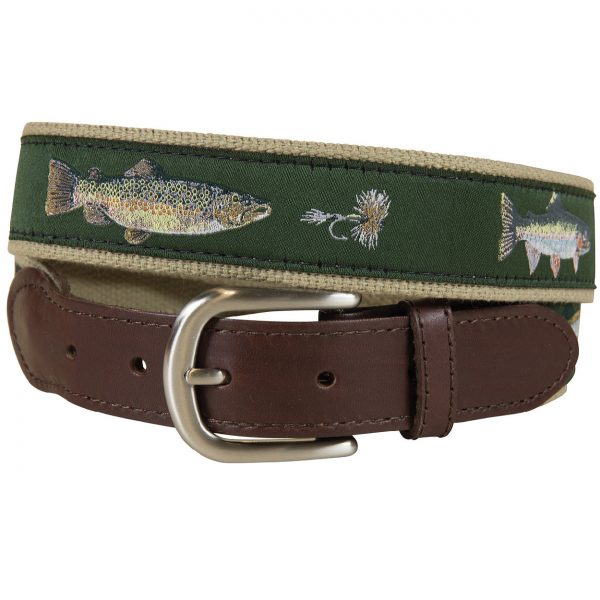 Freshwater Fish & Flies Leather Tab Belt
