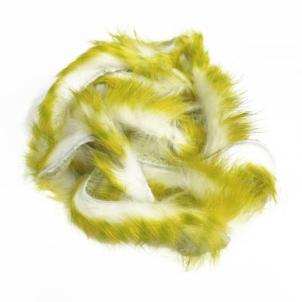 Barred Polychrome Rabbit Strips White / Yellow Barred Chartreuse