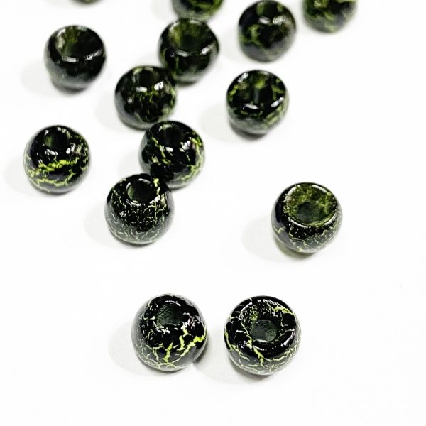 Crackle Tungsten Beads 3/16" Fl. Chartreuse / Black