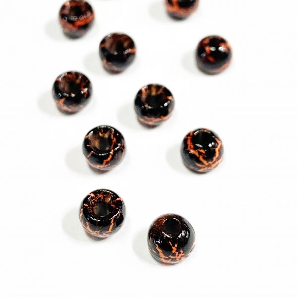 Crackle Tungsten Beads 3/16" Fl. Orange / Black